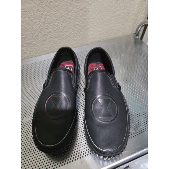 Vans Unisex X Marvel Leather Slip-On Shoes Black Widow Women's 8 Men's 6.5 - Picture 2 of 7